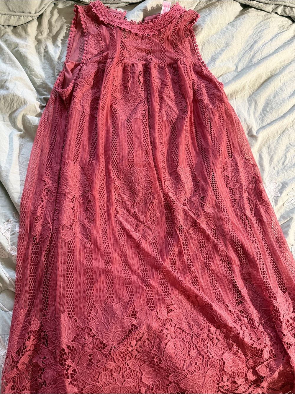 No Boundaries Rose Pink Crochet Lace Mini Dress